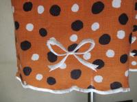 ドット&リボン柄刺繍スカート(オレンジxホワイト&ブラウン)