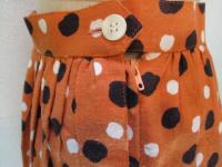 ドット&リボン柄刺繍スカート(オレンジxホワイト&ブラウン)