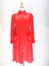 レトロ無地ワンピース(レッド　長袖)