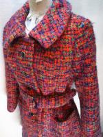 ツイードコート(オレンジxネイビーxピンクxライトグリーン)