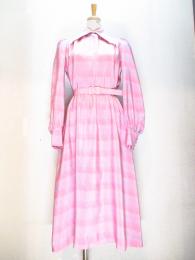 ボーダー柄ワンピース(ライトピンクxピンク&ブルー&パープル)