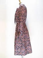 幾何学&花柄ワンピース(ブラックxスモークピンク&スモークパープル)