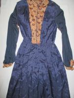 ちょうちょ&リーフ柄ワンピース(キャメルxネイビー)