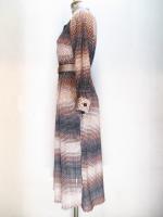 幾何学格子柄ワンピース(ブラックxホワイトxオレンジxベージュ)