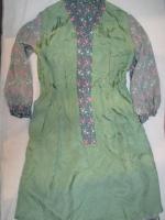 花柄ワンピース(グレーxピンク&ホワイト&カーキ)