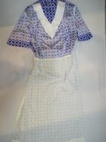 幾何学柄ワンピース(パープルブルーxホワイト)