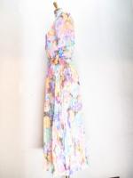 花柄ワンピース(ピンク&ライトブルー&パープル&イエロー&ブラウン)