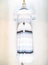 なみなみボーダー&ドット柄ワンピース(ホワイト&グレー&ブラック)