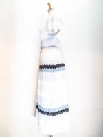 なみなみボーダー&ドット柄ワンピース(ホワイト&グレー&ブラック)