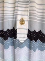 なみなみボーダー&ドット柄ワンピース(ホワイト&グレー&ブラック)