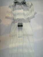 なみなみボーダー&ドット柄ワンピース(ホワイト&グレー&ブラック)