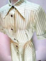 ストライプ柄ワンピース(ライトグリーンイエローxブラック)