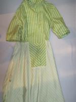 ストライプ柄ワンピース(ライトグリーンイエローxブラック)