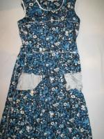 花柄ワンピース(ブラックxブルーxライトブルーxホワイト)