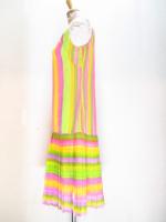 ストライプ柄ワンピース(ピンクxライトグリーンxイエローxパープル)