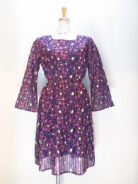 花柄刺繡ワンピース(ネイビーxピンク&ライトグリーン)