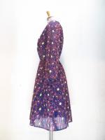 花柄刺繡ワンピース(ネイビーxピンク&ライトグリーン)