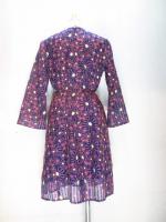 花柄刺繡ワンピース(ネイビーxピンク&ライトグリーン)