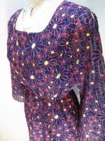 花柄刺繡ワンピース(ネイビーxピンク&ライトグリーン)