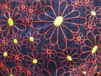 花柄刺繡ワンピース(ネイビーxピンク&ライトグリーン)