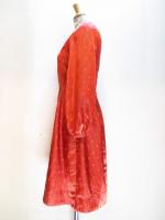 ストライプ&三角柄ワンピース(オレンジxブラック)