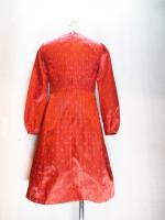 ストライプ&三角柄ワンピース(オレンジxブラック)