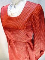 ストライプ&三角柄ワンピース(オレンジxブラック)