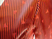 ストライプ&三角柄ワンピース(オレンジxブラック)