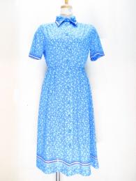 コーヒー豆柄ワンピース(ライトブルーxブルー&ホワイト&パープル)