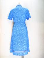 コーヒー豆柄ワンピース(ライトブルーxブルー&ホワイト&パープル)