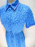 コーヒー豆柄ワンピース(ライトブルーxブルー&ホワイト&パープル)