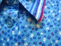 コーヒー豆柄ワンピース(ライトブルーxブルー&ホワイト&パープル)