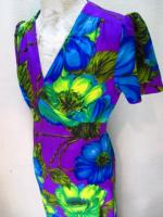 花柄ロングワンピース(パープルxブルー&ライトグリーン)