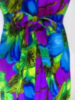 花柄ロングワンピース(パープルxブルー&ライトグリーン)