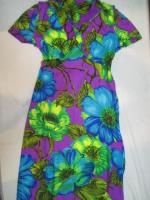 花柄ロングワンピース(パープルxブルー&ライトグリーン)