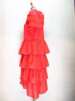 ドット柄フリルワンピース(レッドxホワイト)