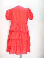 ドット柄フリルワンピース(レッドxホワイト)