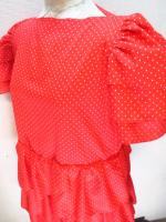 ドット柄フリルワンピース(レッドxホワイト)