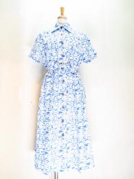 花柄ワンピース(スカイブルーxホワイト)