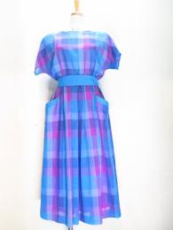 チェック柄ワンピース(ブルーxライトブルーxパープル)