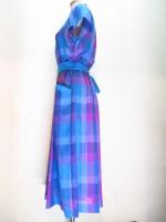 チェック柄ワンピース(ブルーxライトブルーxパープル)