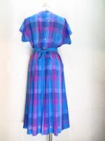 チェック柄ワンピース(ブルーxライトブルーxパープル)