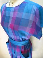 チェック柄ワンピース(ブルーxライトブルーxパープル)