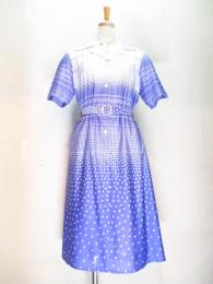 ボーダー&チェーン&幾何学柄ワンピース(ホワイトxラベンダー)