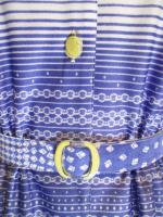 ボーダー&チェーン&幾何学柄ワンピース(ホワイトxラベンダー)