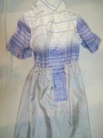 ボーダー&チェーン&幾何学柄ワンピース(ホワイトxラベンダー)