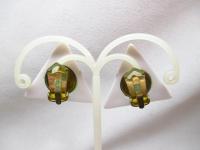 フランス製　アンティーク三角イヤリング(ホワイト)