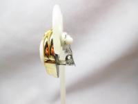 フランス製　アンティークラウンドイヤリング(ゴールドxホワイトラメ)