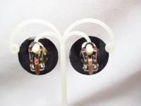 フランス製　アンティークラウンドイヤリング(ゴールドxホワイトラメ)