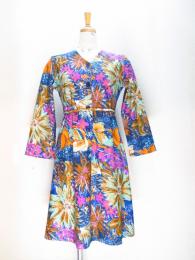 花柄シャツ(ブルーxパープルxブラウンxターコイズxオレンジ)